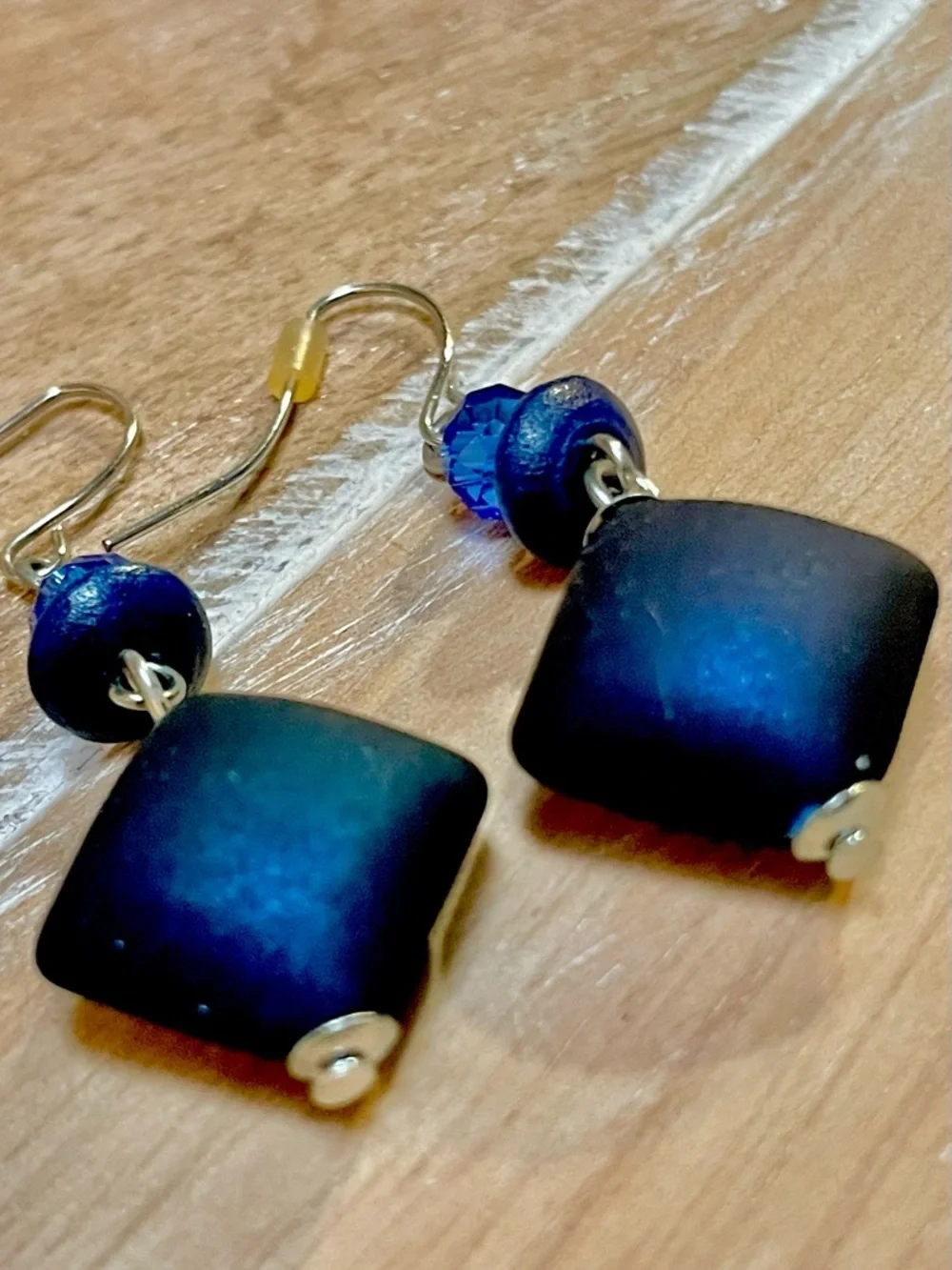 Handmade Blue Glass Drop Earrings - Women's Jewelry